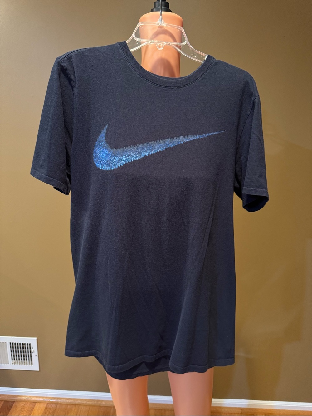 Nike Black Short-Sleeve Tee with Blue Swoosh